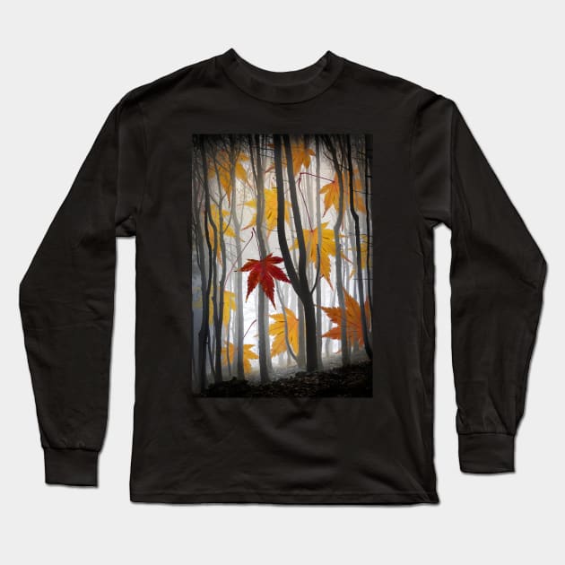 Acer Leaves and Misty Wood Composite Long Sleeve T-Shirt by TonyNorth